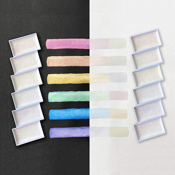 Kuretake Gansai Tambi Watercolour Set - Opal Colours - 6 Colour Set -  - Watercolours - Bunbougu