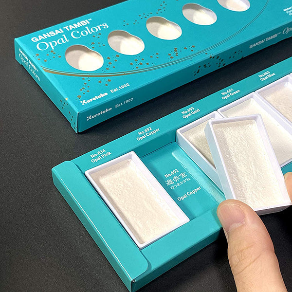 Kuretake Gansai Tambi Watercolour Set - Opal Colours - 6 Colour Set -  - Watercolours - Bunbougu