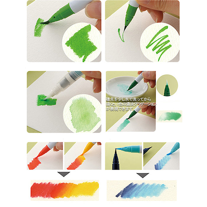 Kuretake Zig Clean Colour Real Watercolour Brush Pen - Blue Colour Range - - Brush Pens - Bunbougu