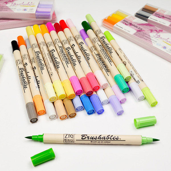 Kuretake Zig Brushables Brush Marker Pen  - 24 Colours -  - Brush Pens - Bunbougu